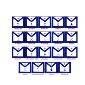 Masonic Blue Lodge Officers Aprons Variations - Set of 19